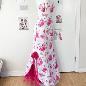 Scott McClintock Vintage Y2K Pink Floral Strapless Maxi Dress Size 10